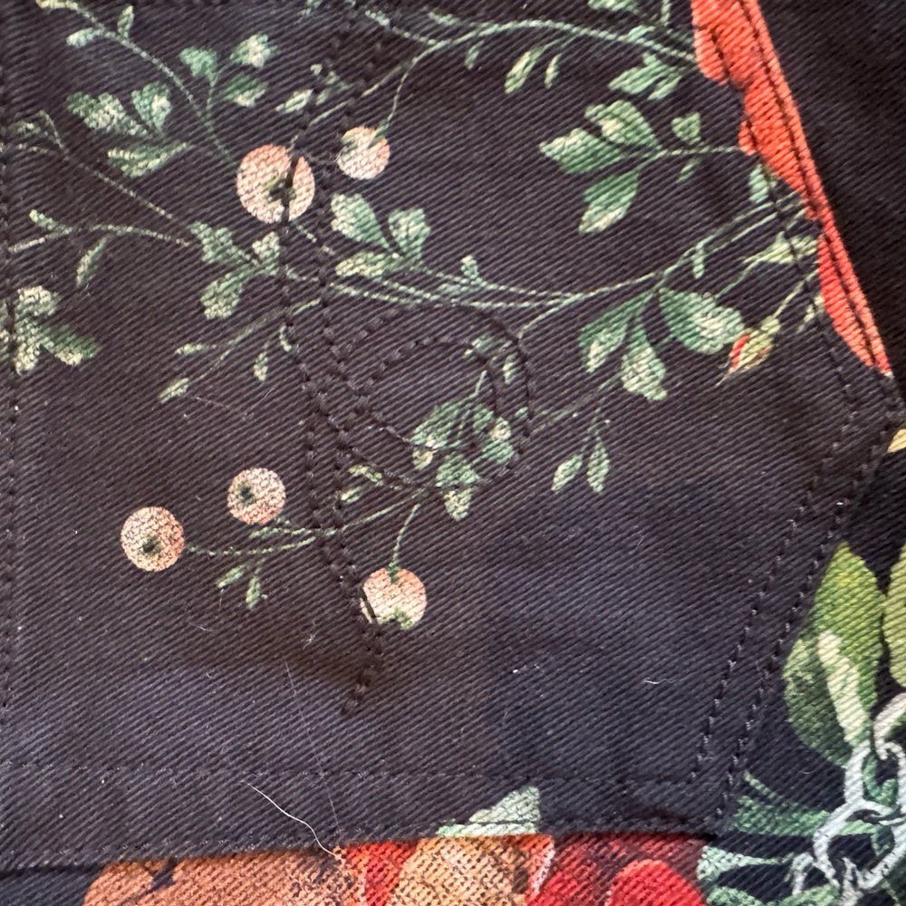 R13 Black Jean with Fun Multicolor Floral Print - Picture 7 of 13
